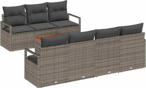 vidaXL Set de canapele pentru grădină 8 pcs Gri poliratan