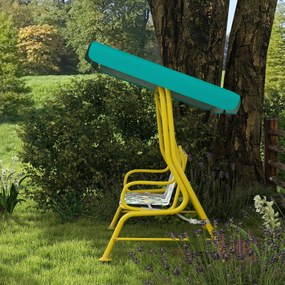 AIYAPLAY Leagăn Hollywood pentru copii, 2 locuri, cu copertină reglabilă, centură de siguranță, pentru 3-6 ani până la 60 kg 112x75x120cm Verde | Aosom Romania