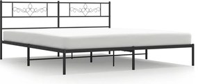 vidaXL Cadru de pat metalic cu tăblie, negru, 200x200 cm