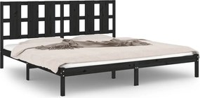 vidaXL Cadru de pat, negru, 200x200 cm, lemn masiv de pin