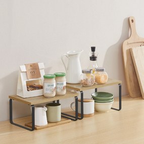 Set 2 etajere de bucatarie MARZO, stejar artisan/neagra