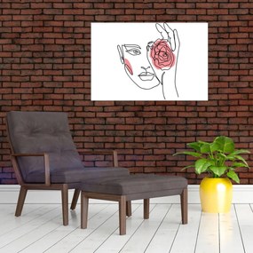 Tablou - Linie de artă față cu trandafir (90x60 cm)