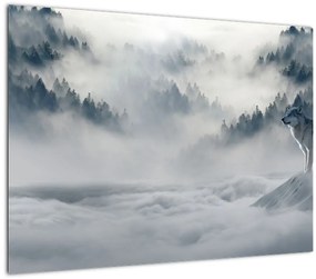 Tablou pe sticlă cu lupi (70x50 cm)