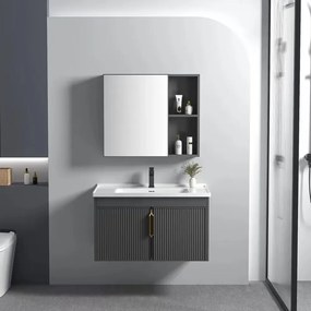 Set mobilier de baie cu lavoar Astor 60 cm Gri