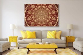 Tablou Mandala ornamentală cu dantelă în culoarea vișinie