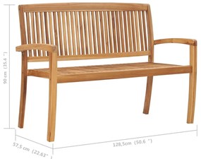 Banca de gradina stivuibila cu perna, 128,5 cm, lemn masiv tec 120 cm, Antracit, 1, Antracit