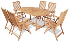vidaXL Set mobilier exterior cu scaune pliabile 7 piese lemn tec masiv