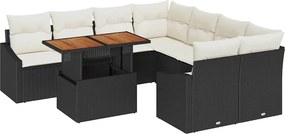 vidaXL Set de canapele pentru grădină 9 pcs Negru Rattan poli