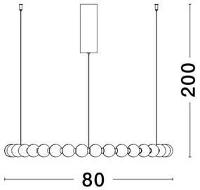 Lustra LED suspendata, dimabila, deosebita design lux PERLA opal, auriu 80cm