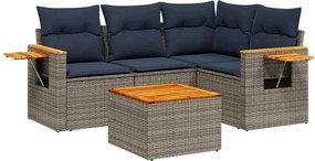 vidaXL Set canapele de grădină cu perne, 5 piese, gri, poliratan