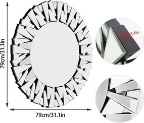 OGG32 - Oglinda ornamentala 80 cm, pentru perete, dormitor, living - Argintie