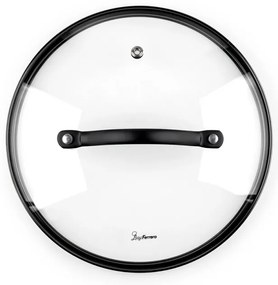 Cratiță Luigi Ferrero Symphony FR-2010, 20x10.5 cm, 2.6 l, Acoperire antiaderentă, Capac din sticlă cu gaură pentru abur, Mânere din oțel cu PVD, Inducție, Marmură neagră