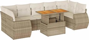 vidaXL Set canapele de grădină, 8 piese, cu perne, bej, poliratan