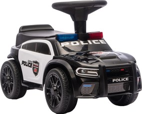 AIYAPLAY Mașinuță Ride-on Copii 18-36 Luni, Model Poliție, Muzică, Spațiu Sub Scaun, Negru | Aosom Romania