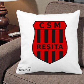 Perna Personalizata CSM Resita Fotbal, 40x40 cm, Alba Mata, Husa Detasabila, Perna Inclusa, BEKZ®