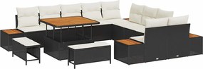 vidaXL Set de canapele pentru grădină 13 pcs Negru Rattan poli