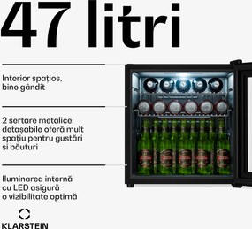 Klarstein Beersafe frigider pentru băuturi cu ușă din sticlă oglindă | 44 x 48 cm | iluminare interioară LED