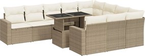 vidaXL Set canapele de grădină cu perne, 11 piese, bej, poliratan
