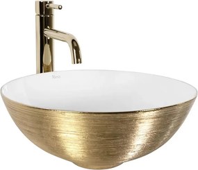 Lavoar pe blat Rea Stella rotund 35.5 cm alb lucios-auriu periat