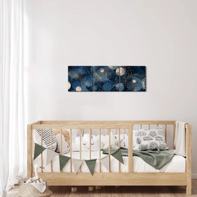 Tablou - Inele Albastru-Aurii (cu ceas) (90x30 cm)