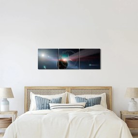 Tablou cu planetă mică (cu ceas) (90x30 cm)