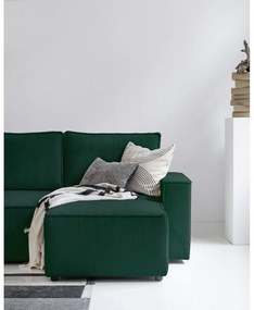 Colțar verde închis extensibil cu tapițerie din catifea reiată (cu colț variabil) Brave Dave – Miuform