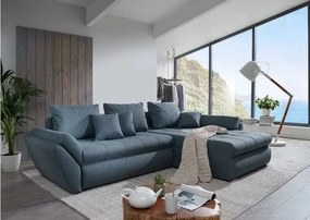 Colțar extensibil dumonde cu ladă de depozitare si sezut confortabil din spuma high-density, Loana Enjoy Blue II 270x185 cm