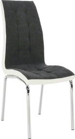 Scaun bucatarie GERDA NEW, gri inchis/alb, piele ecologica/metal, 42x5