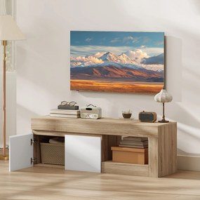 HOMCOM Dulap pentru TV de 60" cu Dulăpior, 2 Uși și Raft Deschis, Mobilier TV din Lemn, 140x40x48 cm, Lemn Natural | Aosom Romania