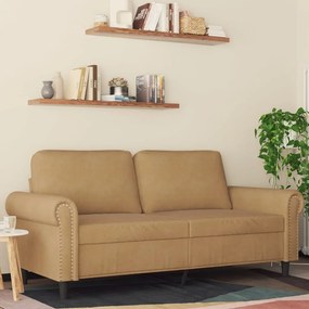 vidaXL Canapea cu 2 locuri, maro, 140 cm, catifea