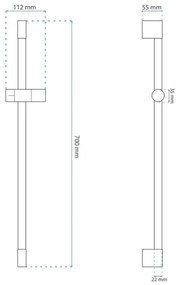 REA-P5981 - Suport pentru duş manual, 70 cm, auriu