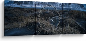 Tablou cu priveliște spre vărfurile Islanda (cu ceas) (90x30 cm)