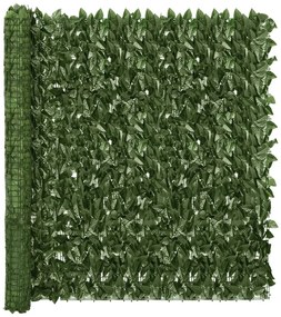 Paravan de balcon, frunze verde inchis, 400x150 cm