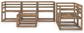 3067607 vidaXL Set mobilier de grădină, 6 piese, maro, lemn de pin tratat
