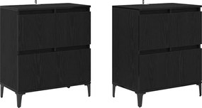 vidaXL Bufeturi 2 pcs Stejar Negru 60 x 35 x 70 cm Lemn compozit