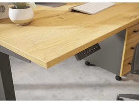 Birou reglabil cu înălțime ajustabilă electric cu blat cu aspect de lemn de stejar 80x160 cm Agenda – Germania