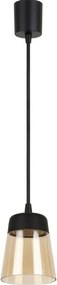 Brilagi - Pendul LED pe cablu R GLASS 1xE27/60W/230V Ø 15,5cm negru/bej fumuriu