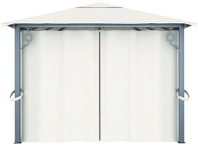 Pavilion cu perdele, crem, 400 x 300 cm, aluminiu Crem, 400 x 300 cm