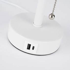 Brilagi - Lampă de birou TABLON 1xE27/25W/230V cu port USB, albă