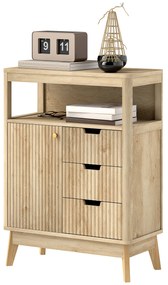 HOMCOM Bufet salon mobilier de depozitare cu dulap cu uși, raft reglabil și raft deschis, 60x30x81cm, lemn natural | Aosom Romania