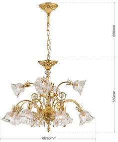 Candelabru cristal design lux LA BOHEME D-76cm 12L gold plated