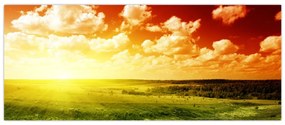 Tablou cu luncă cu soarele strălucitor (120x50 cm)