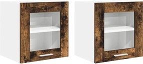 vidaXL Dulap suspendat cu ușă 2 pcs Stejar fumuriu 40 x 31 x 40 cm