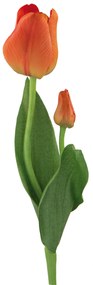 Floare artificiala lalea Tulip, Fibre artificiale, Portocaliu, 34 cm