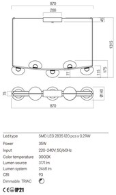 Lustră LED dimabilă pe cablu Redo 01-3244 SINCLAIR LED/35W/230V CRI 93 IP21
