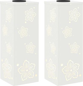 vidaXL Lumină LED Solară pentru Alei 2 pcs Alb Oțel laminat la rece