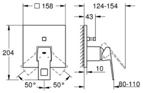 Baterie cada sau dus Grohe Eurocube incastrata pentru corp ingropat, cu 2 cai, crom