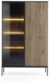 Vitrină Silvano WTSZ104 (Negru + Stejar wotan) (cu iluminat LED). 1062589