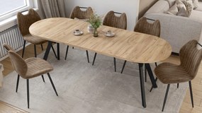 Mazzoni Masă ovală extensibilă ALMO Stejar Craft Auriu / picioare negre