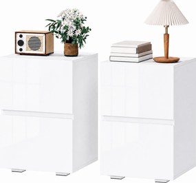 HOMCOM Set de 2 Noptiere cu 2 Sertare, Alb | Aosom Romania